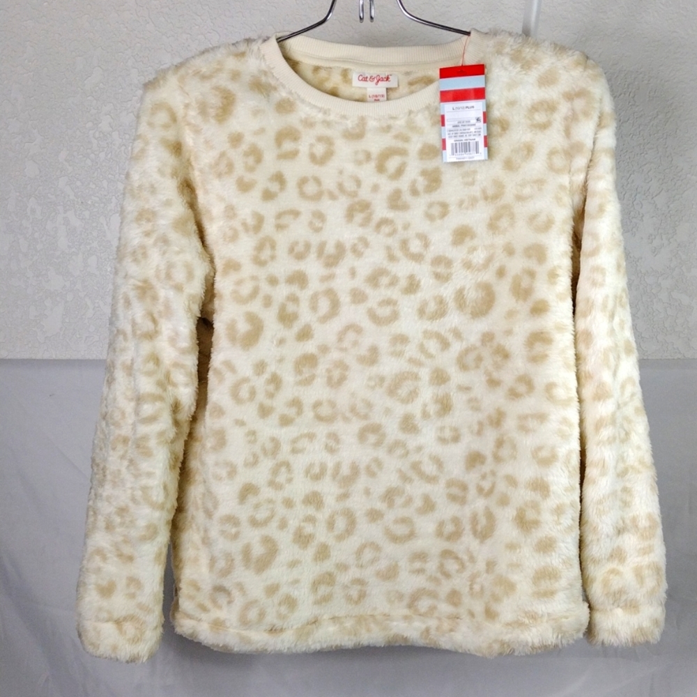 Girls Big Cat Print Warm Top NWT